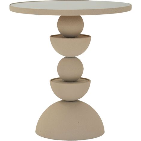 Tisch Fameso, Rund, Klarglasplatte, Glasrahmen, 41x41x42h cm, Taubengrau