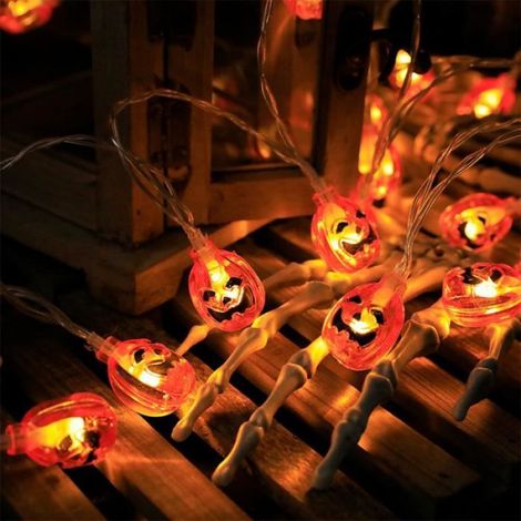 Lanterne Citrouille - Guirlande Lumineuse 3 M - 20 LED Orange - Étanche IP44 - Intérieur Extérieur - Halloween (1/4)