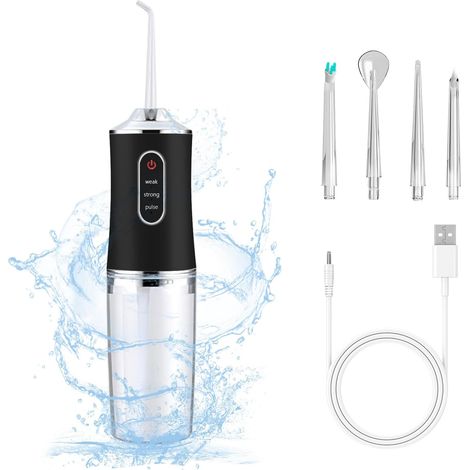 Irrigador bucal eléctrico inalámbrico - 3 modos y 4 boquillas - Irrigador bucal recargable - Diseño portátil para viajes - Adultos - 3 m (1/5)