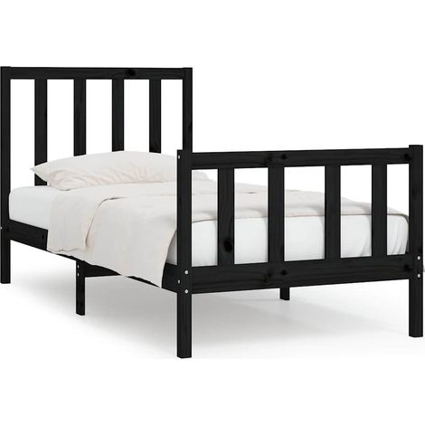 Maison Exclusive - Massivholzbett Schwarz 75x190 cm (1/5)
