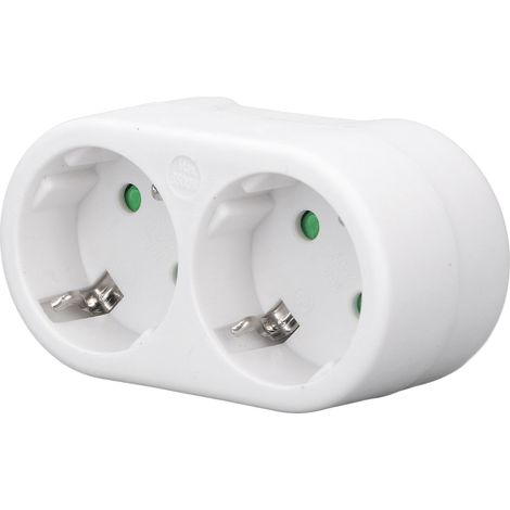 Europäischer Steckeradapter mit 2 Steckdosen, 16 A, 250 V, EU-Standardstecker-Konverter, wasserdicht, platzsparend, Mehrfachsteckdosen-Wandladegerät (1/5)