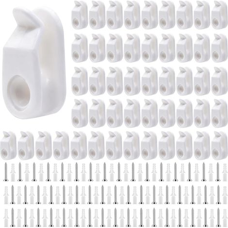 Outdoor String Lights, 50 PCS Outdoor String Light Fixture with Screw String Light Hook Cable Holder for String Lights, Cables and Decorations, Used (1/5)