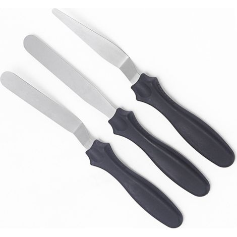 Set di 3 spatole per torte in acciaio inox con manici in polipropilene nero. (1/5)