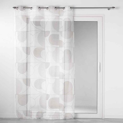 Rideau Voilage à Œillets "Esquisse" 140x240cm Blanc (1/4)