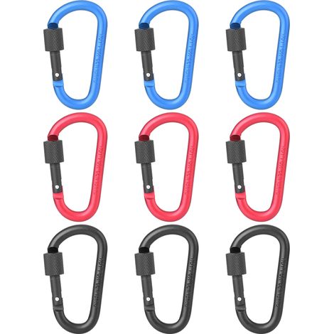 Lot de 9 mousquetons en alliage d'aluminium épais de 8 cm avec boucle en forme de D pour sac à dos (1/5)