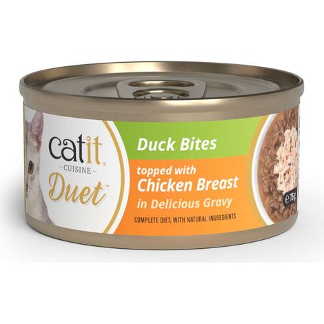 Catit Cuisine Duet Pato con Pollo - Duo de Carne con Toppings para Gatos - 75 g