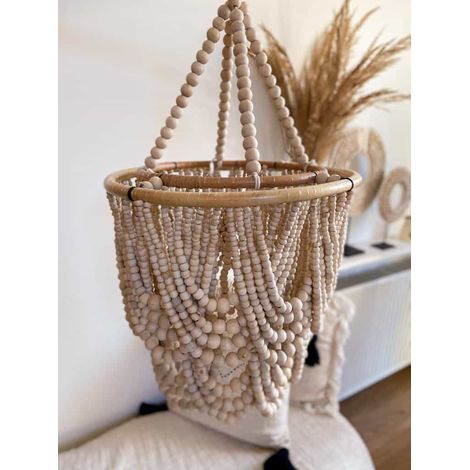 Lustre à perles beiges L 45x80 (1/5)