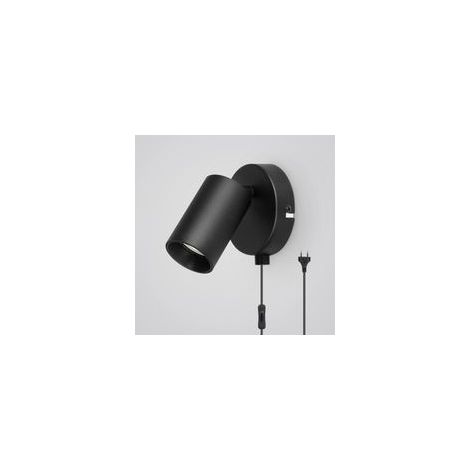 350° GU10 (Sans Ampoule) Applique Murale Chambre Vintage Lampe Murale Avec Interrupteur et Prise Spot Mural Noir Interieur luminaire Murale pour Salons, Escaliers, Couloir