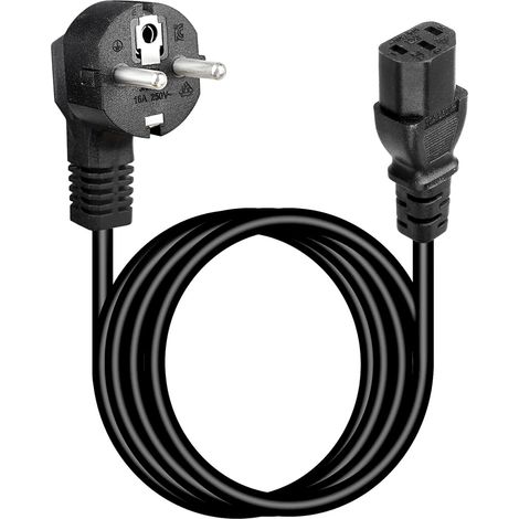 Câble d'alimentation 2M, AC Cordon d'alimentation, Câble Secteur Standard Noir, 3 Pin, pour PC, Ordinateur Portable, Scanners, Télévision, Imprimante (1/5)