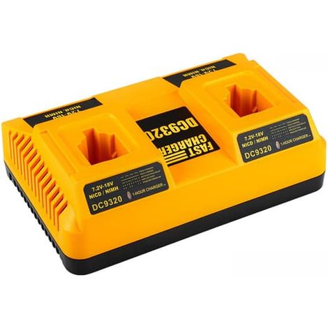 Chargeur double port DeWalt DC9310/9320 18 V/14,4 V/7,2 V compatible avec les batteries NI-CD/NI-MH (1/5)