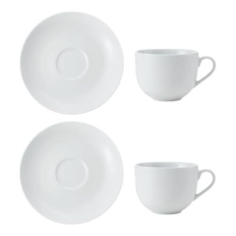 MIKASA MKCHTCUPPK2 Chalk-Juego de Tazas de té y platillos (Porcelana, 220 ml), Color Blanco