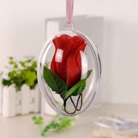 10 Oeufs Plastique Transparent Ovale Décor Pâques Boules Creuses Forme Œuf pour Fleurs Séchées Suspension Porte-Clés Décoration Fête (1/3)
