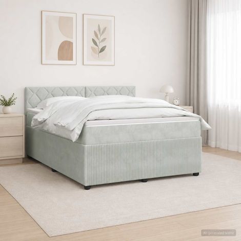 Cama box spring con colchón Gris Claro 180 x 200 cm Terciopelo (1/5)