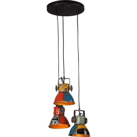 Lampe suspendue style industriel avec 3 abat-jour 30 x 30 x 100 cm en fer multicolore (1/5)