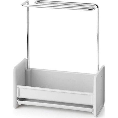 Porta strofinacci - Organizzatore per spugne - Contenitore per la cucina - Design smontabile - 21x18x8 cm - Bianco (1/5)