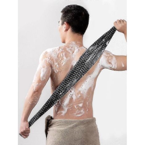 [zd]Grosse de bain exfoliante japonaise en nylon noir, 1 pièce, pour le dos et le corps. Accessoire de salle de bain. (1/5)