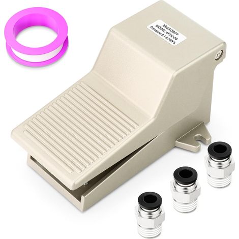 Kit de valve à pédale pneumatique, 1/4"BSP 5 voies 2 positions filetée en caoutchouc antidérapante avec contrôle de pression 4F210-08 avec raccords 6 mm (1/5)