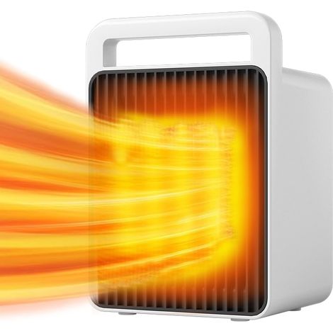Calefactor portátil, mini calefactor de escritorio de 900 W, pequeño calefactor con ventilador y protección contra sobrecalentamiento, color blanco + cable de 1 m (1/5)