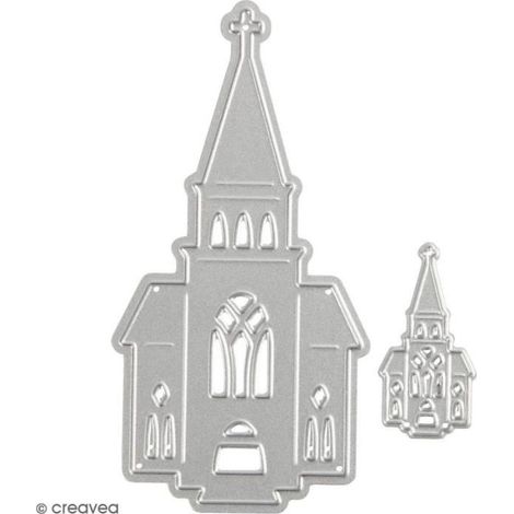 Matrice de coupe - Creotime - Eglise - 9,2 x 4,7 cm - Métal - 2 Pcs