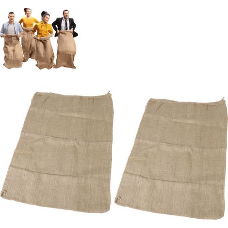Lot de 2 grands sacs en toile de jute multifonctionnels pour pommes de terre, courses, jeux de plein air, stockage de nourriture, horticulture et plantation. (1/5)