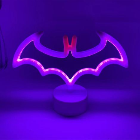 Veilleuse d'Halloween, lumière LED, néon, décoration lumineuse d'Halloween Purple Bat A Base (1/5)