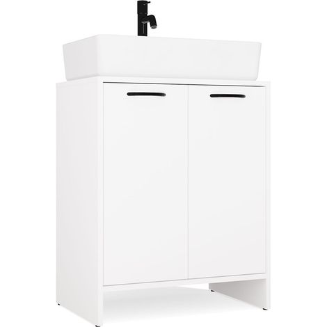 NINA - Meuble de salle de bain sous lavabo 2 portes - Blanc (1/5)