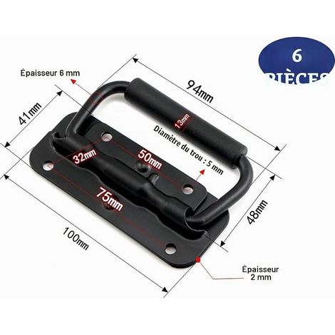 Pull Handle, Box Handles, Crate Handle, Case Handle, Handle 100 mm for Storage Box Toolbox Crates (Black) (1/4)