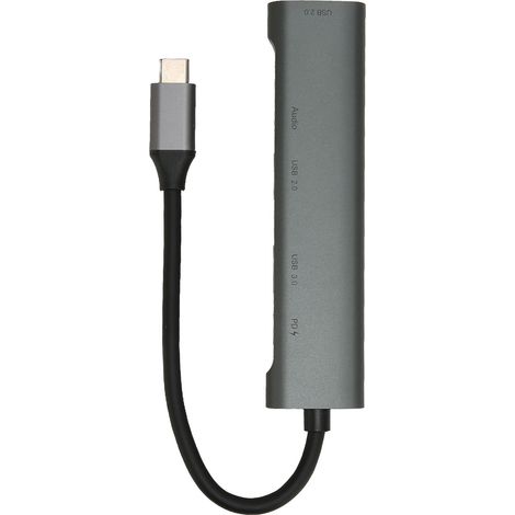 Hub USB-C 5 en 1 Adaptateur Multiport Type C vers 3.5mm Audio Prise Casque pour Travail Maison Divertissement Voyage Affaires (1/5)