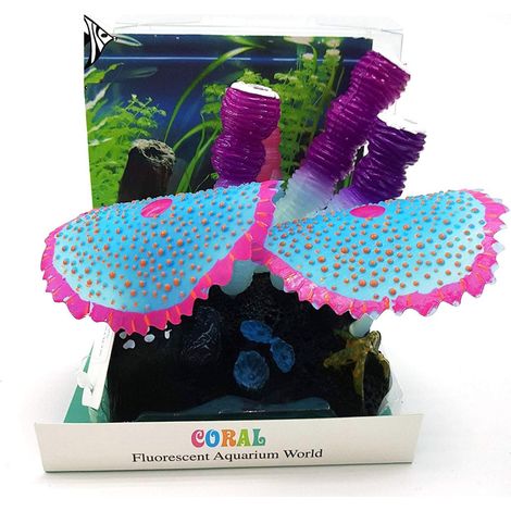 TrAdE Shop Traesio - Piante Con Funghi Colorati Fluorescente 10x10cm  6587 Artificiali Acquario -