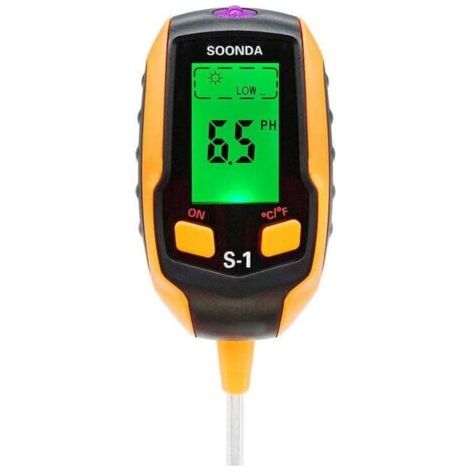 Misuratore di pH del terreno, tester digitale 4 in 1 per pH del terreno, umidità del terreno, luce, pH e temperatura, set di attrezzi da giardino per la cura delle piante