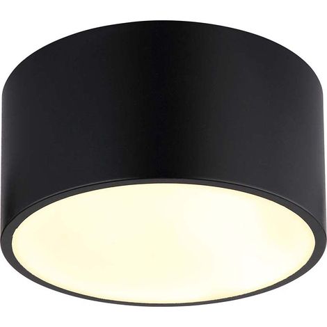 LED Deckenleuchte Deckenlampe Wohnraumleuchte Kunststoff schwarz opal D 15 cm