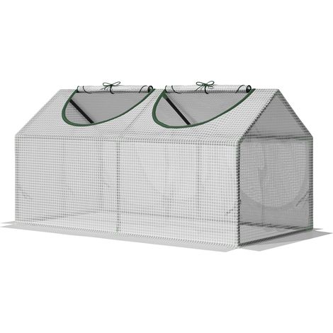Serre d'extérieur 120 x 60 x 60 cm, serre de jardin avec 2 fenêtres enroulables, bâche en PE 140 g/m² et structure en acier imperméable et anti-UV pour la culture de plantes et de légumes, translucide (1/5)