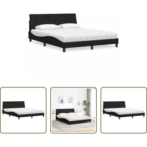 Schlafzimmerbett - Bett mit Matratze "Hanko" Schwarz 160x200 cm Stoff (1/5)
