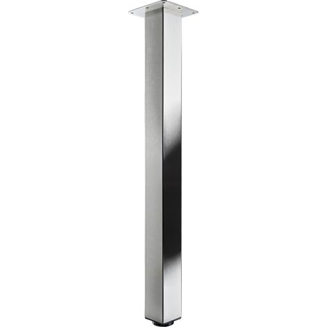 Hettich Design-Tischbein Mella Edelstahl-Optik, eckig, glänzend, 1 Stück Möbelfüsse