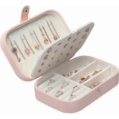 Coffret de Rangement pour Bijoux, Bracelet Boucles d'Oreilles Collier Support Organisateur Portable Grande Capacité Rose Cadeau (1/5)