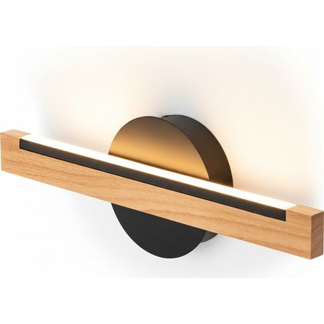 Aigostar Applique LED Design Legno Metallo 6.5W 2700K Nero Satinato Interno