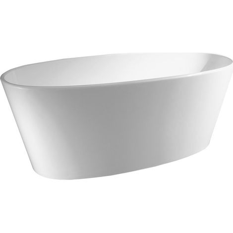 Baignoire îlot en marbre coulé TESS 157x70x67cm, blanche (1/4)