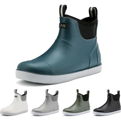 Bottes de Pluie Homme, Caoutchouc de Sécurité Bottine, Antidérapant étanche Boots Chaussures (1/5)
