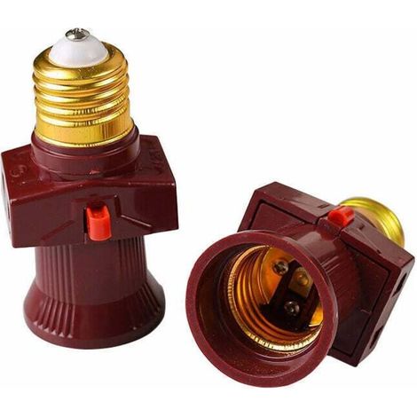 Lot de 2 douilles E27 avec interrupteur intégré 6 A / 250 V – Classe énergétique A – Prise voleuse à vis pour ampoules LED