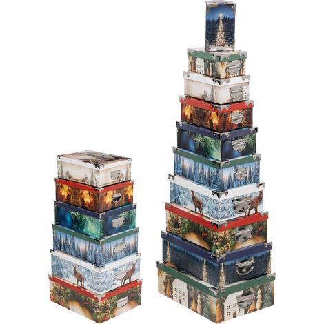 Lot de 16 Boîtes de rangement coins en métal déco Noël - Feeric Christmas (1/5)