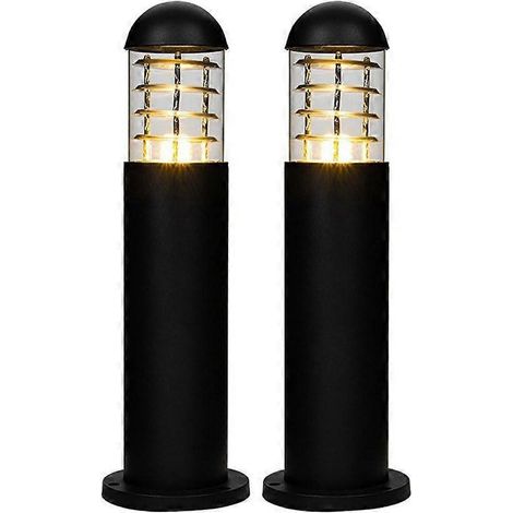 Borne lumineuse extérieure moderne noire, étanche IP65, pour allée de jardin. (1/5)