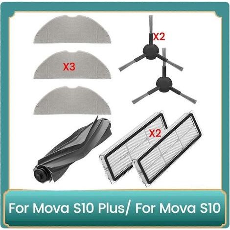Lot de 8 pièces de rechange pour aspirateur Mova S10 Plus/Mova S10 : brosse principale, rouleau et brosse latérale (1/5)