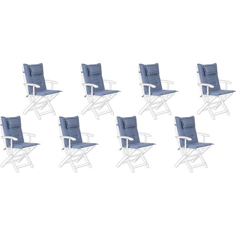 Set of 8 Back/Seat Cushions MAUI 40 x 54 cm Blue