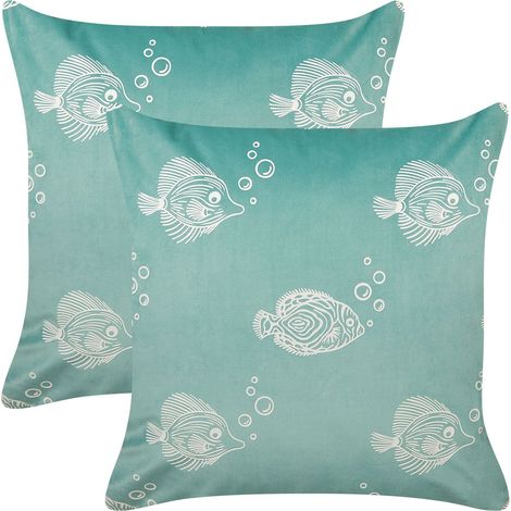 Dekokissen 2er Set SOLIDAGO Samtstoff 45 x 45 cm Grün