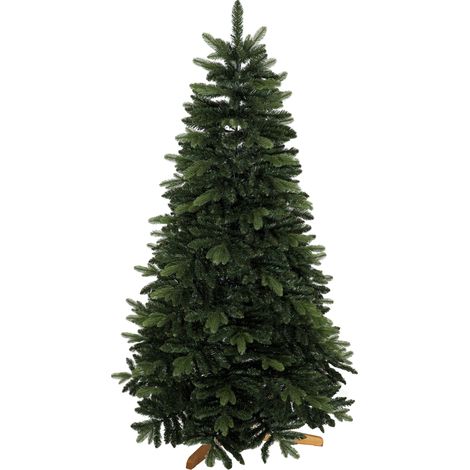 Künstlicher Weihnachtsbaum 180 cm, Edeltanne, voll mit Klappästen, 961 Spitzen, faltbarer Holzständer, Grün (1/5)