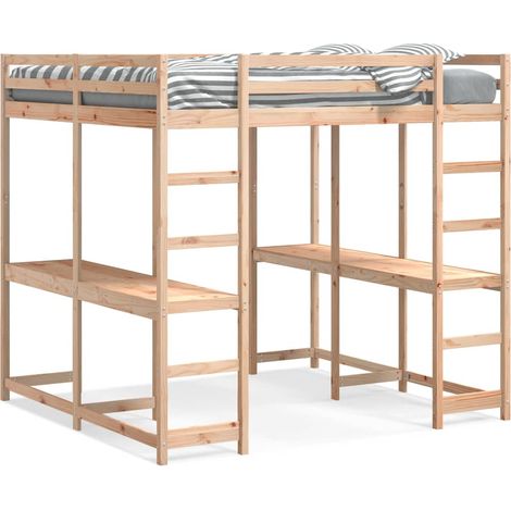 Maison Exclusive - Hochbett mit Schreibtisch & Leiter 180x200 cm