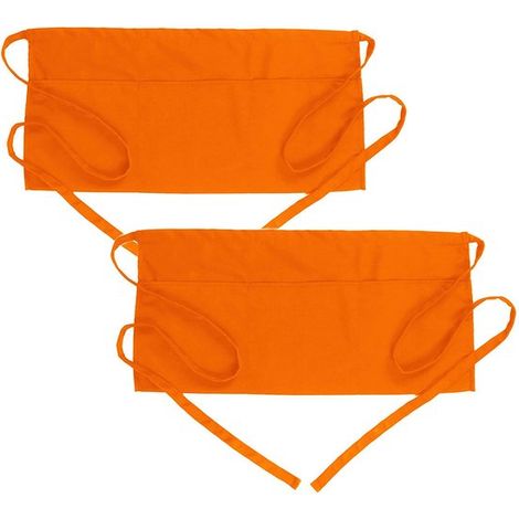 Grembiule in due pezzi con 3 tasche, grembiule da cameriere in poliestere impermeabile, grembiule unisex con cintura lunga per cucina e ristorante (cameriere, barista) (1/5)