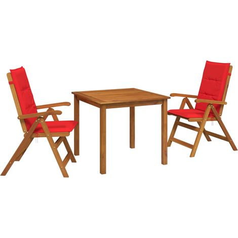 Conjunto de comedor de jardín de 3 piezas 2 plaza Rojo vidaXL (1/5)