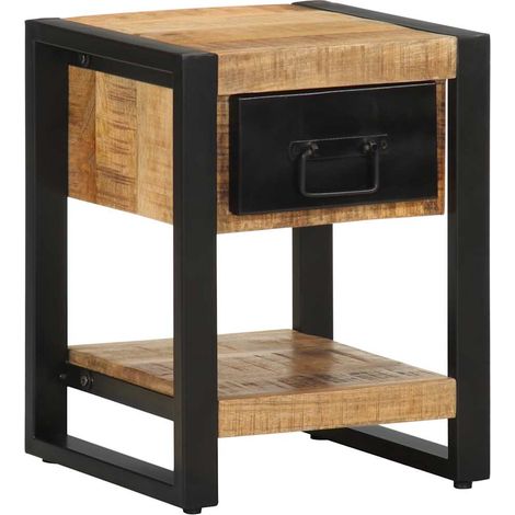Nachttisch 35x34x45 cm Raues Mangoholz