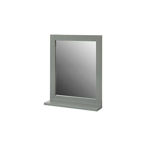 SoBuy Specchio Bagno Specchio Da Parete Mensola Bagno Bianco A Muro Grigio Scuro FRG129-SG